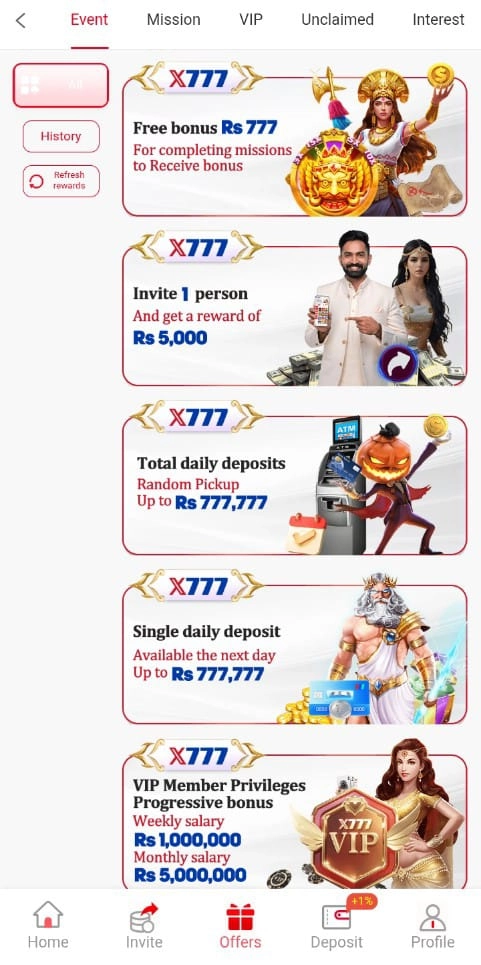X777 Bonuses